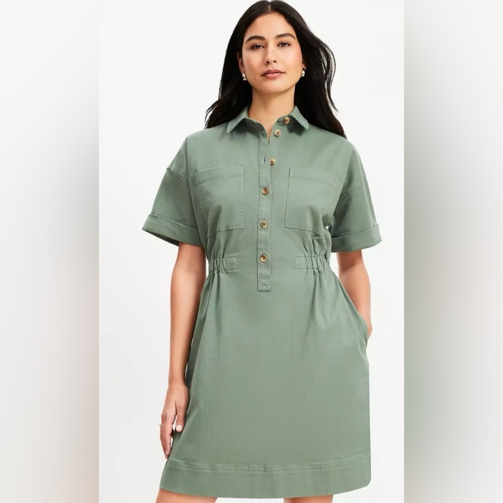LOFT Petite Twill Utility Mini Pocket Dress
